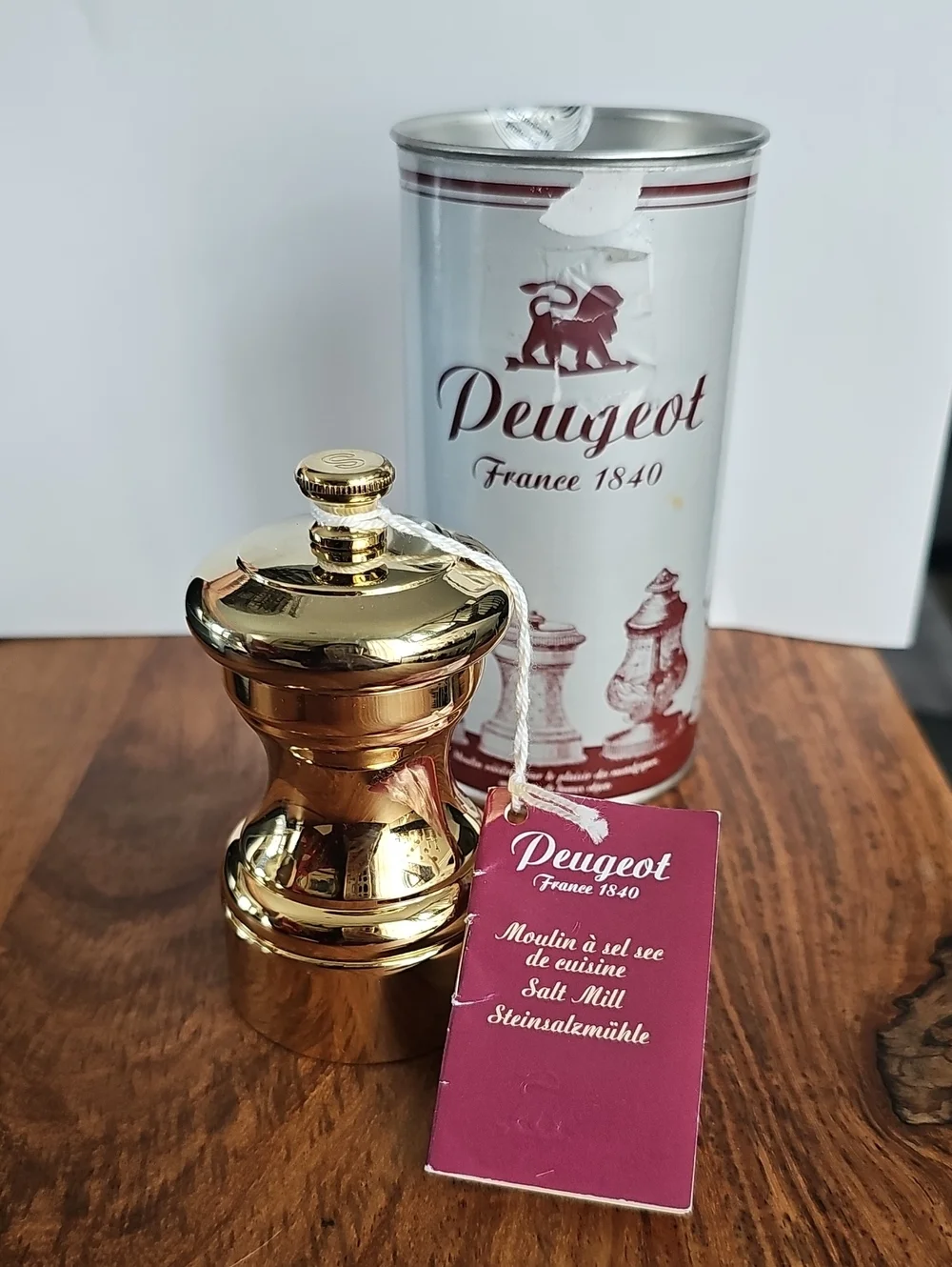NWT Peugeot Mignonnette 24k Gold Plated 4” Salt Pepper Mill France